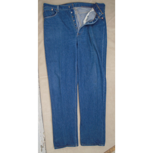 Vintage 90s Levis 501 Medium Wash Denima Button Fly Size 38x36 Red Tab - Picture 1 of 16